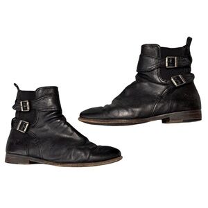 Frye Anna Gore Black Leather Moto Boots Size 8